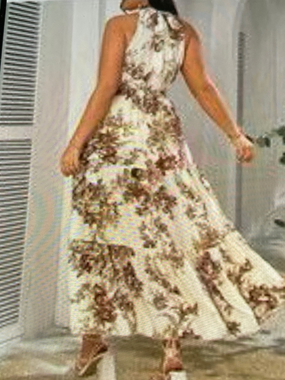 SHEIN Cream Maxi Dress with Brown Floral Print Size 4X NWOT - Picture 2 of 8
